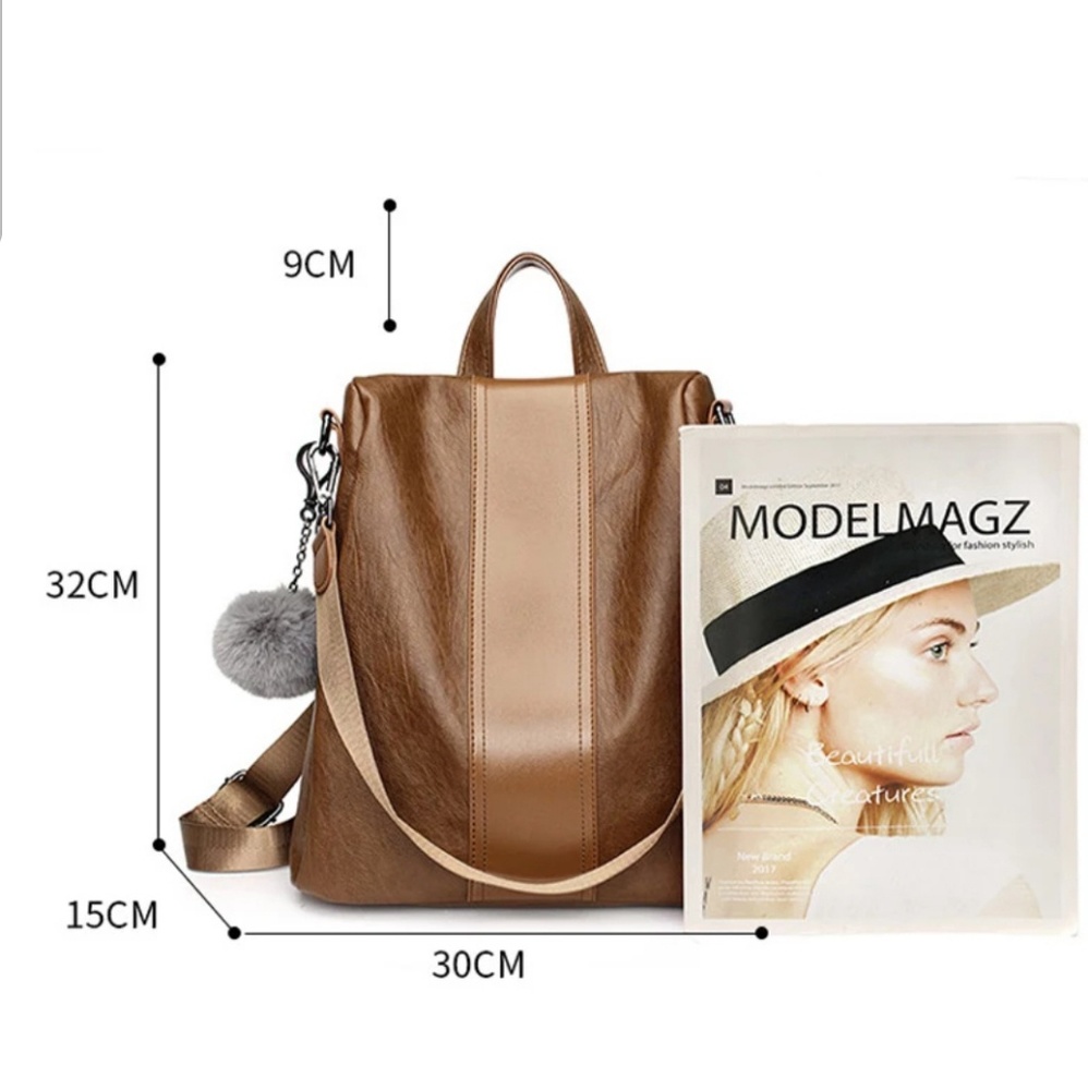 NEW MONZA Leather Backpack Shoulder Bag - Picture 2 of 8